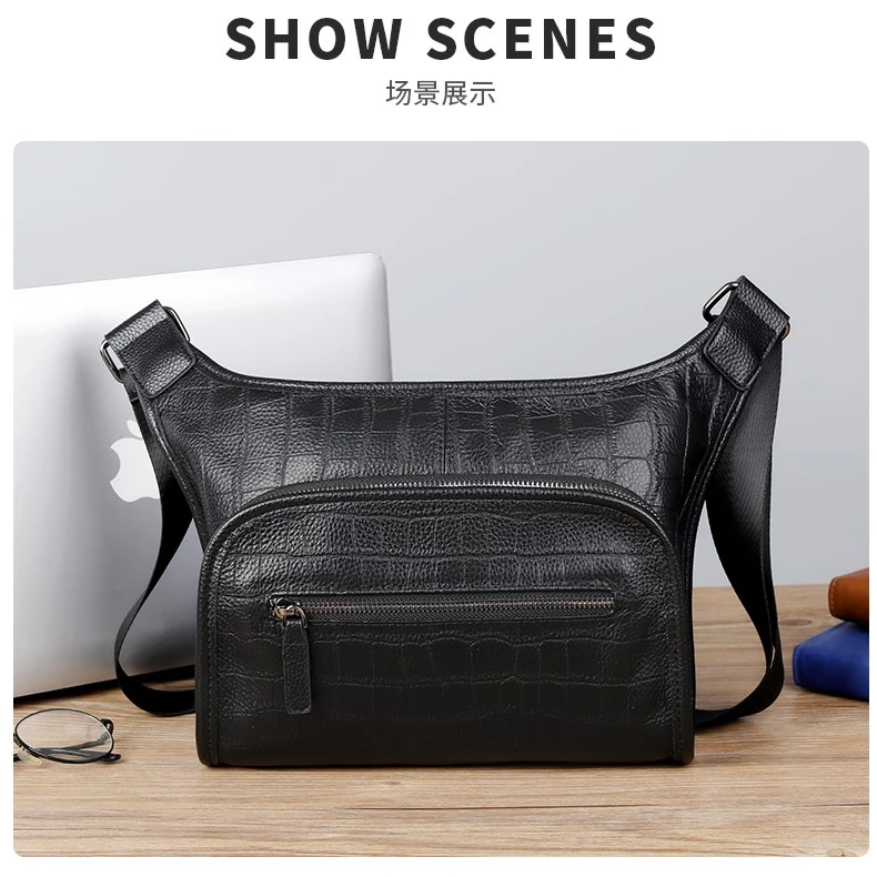 2023爆款头层牛皮男士单肩包挎包胸包背包男包真皮五背包休闲商务