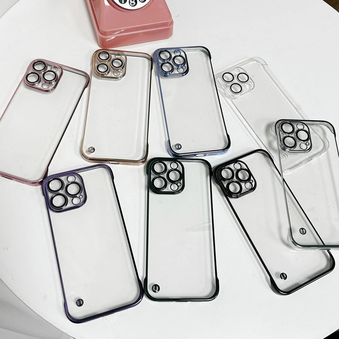 适用苹果15promax简约14电镀超薄iPhone13水润透明镜头膜手机壳12
