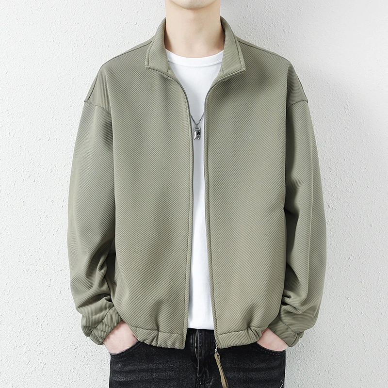 立领夹克男士外套加绒加厚春秋冬季新款潮牌秋装休闲褂子上衣爆款