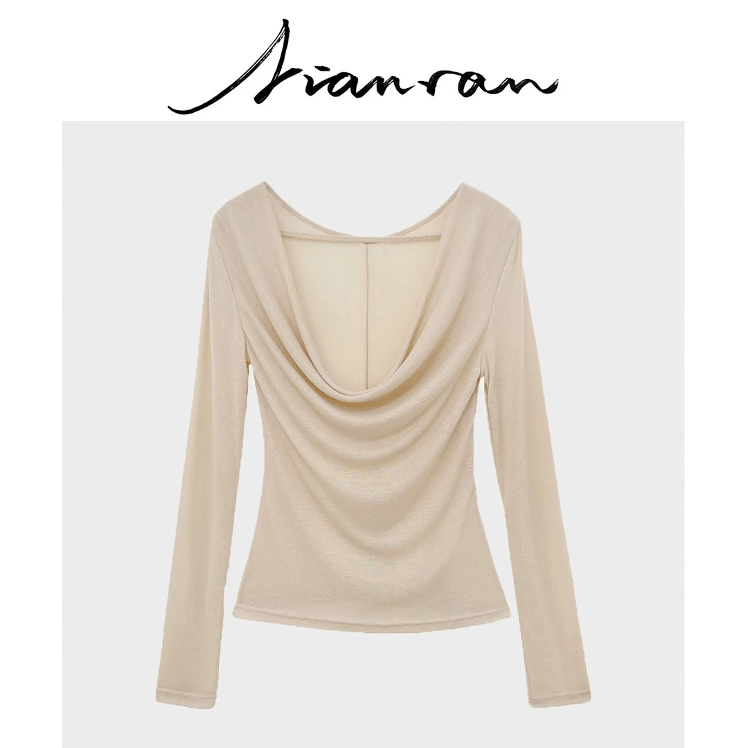 NianR-大U荡领针织温柔打底性感上衣时尚百搭设计感气质修身