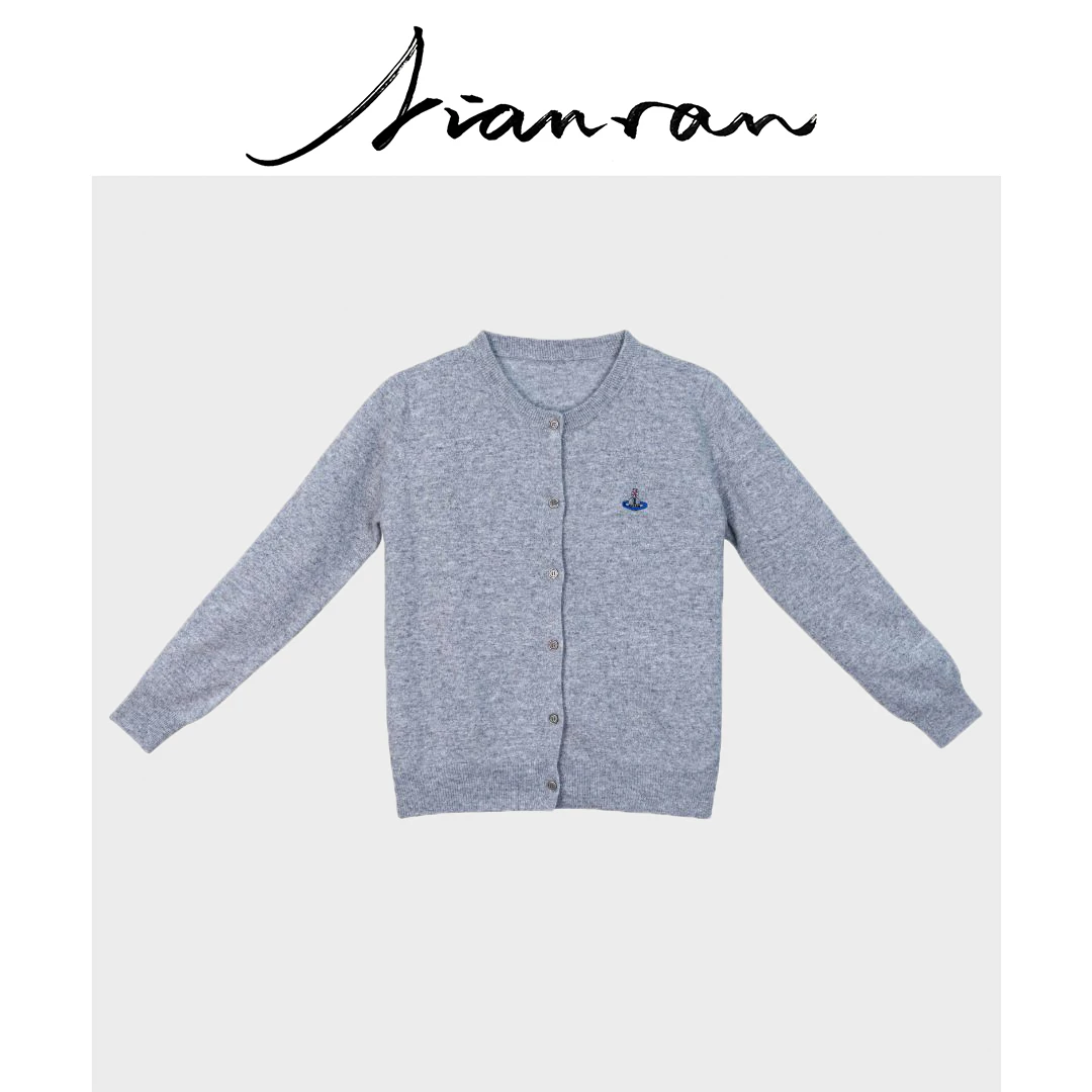 NianR-《小刺绣精致》百分百开衫时尚长袖设计师休闲圆领小香风短款