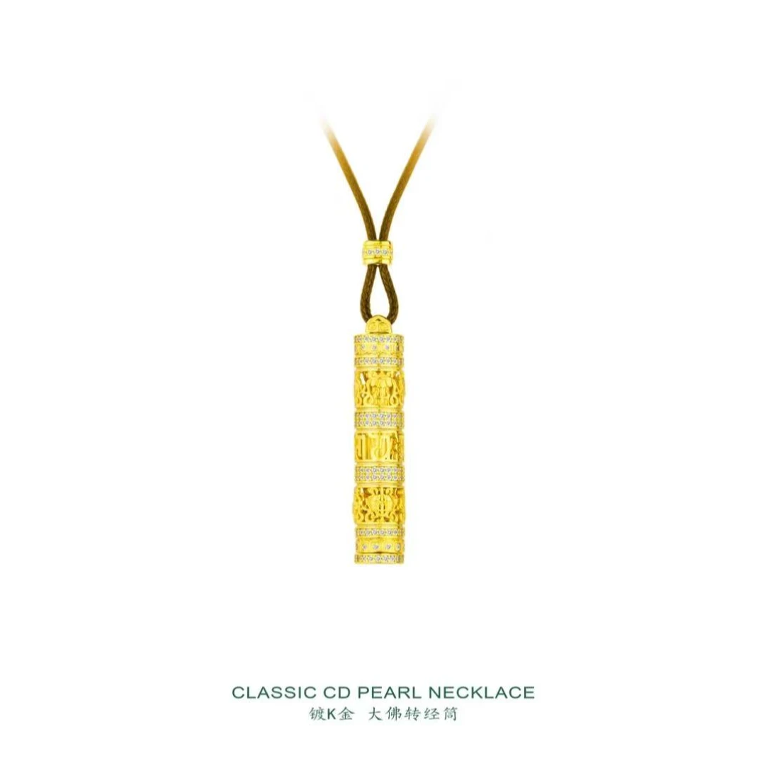 MM 大佛转经筒金佛护身锆石项链毛衣链轻奢古法