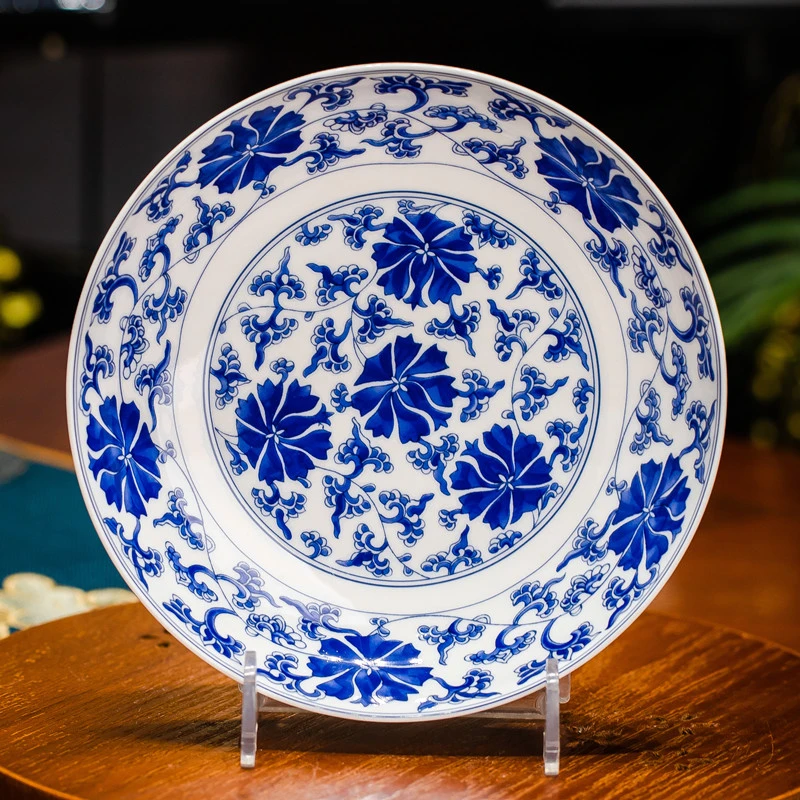 森磊新款中式创意盘子菜盘家用陶瓷青花瓷水果盘饭盘大圆盘碟盘子