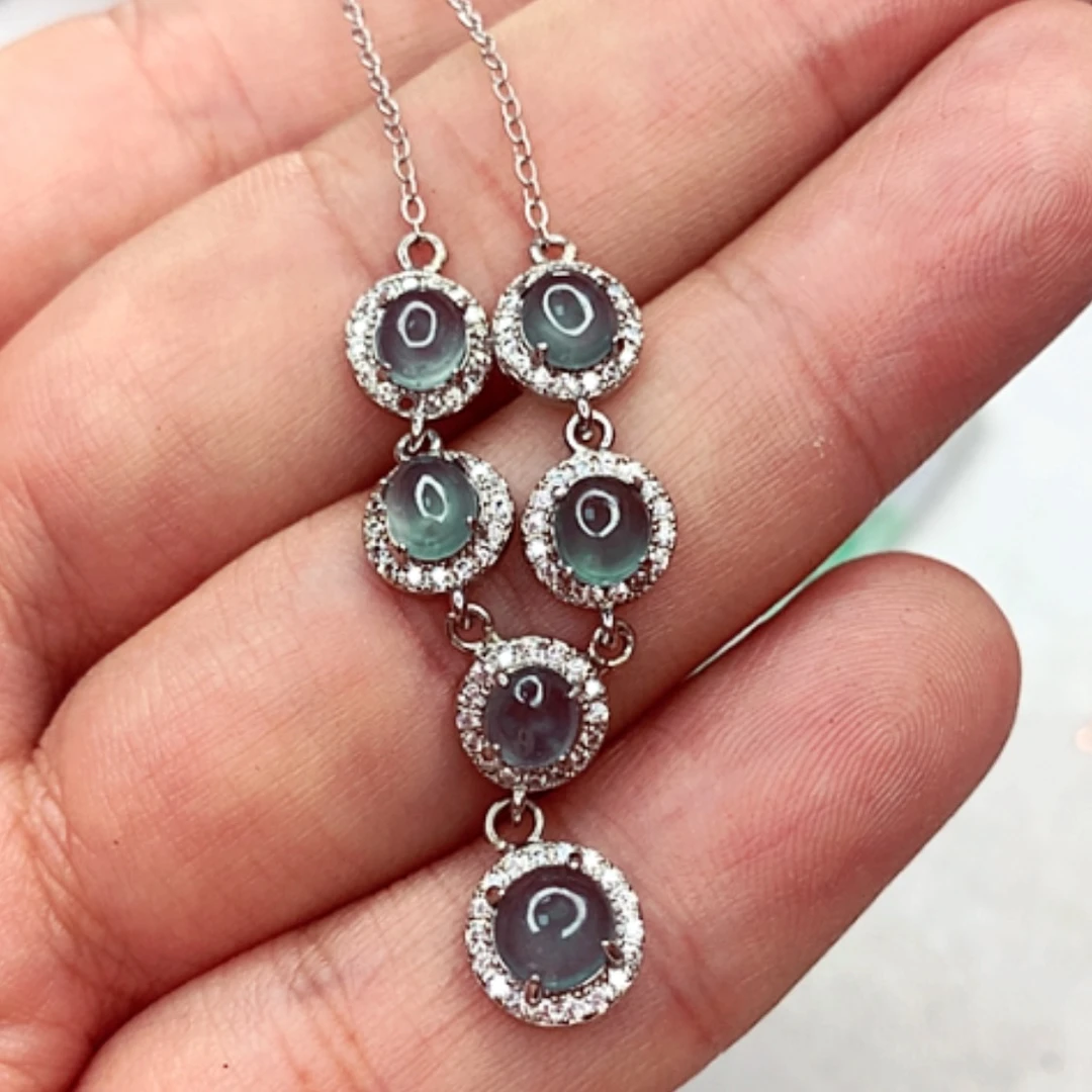 【闪购商品】翡翠毛衣链银S925镶嵌