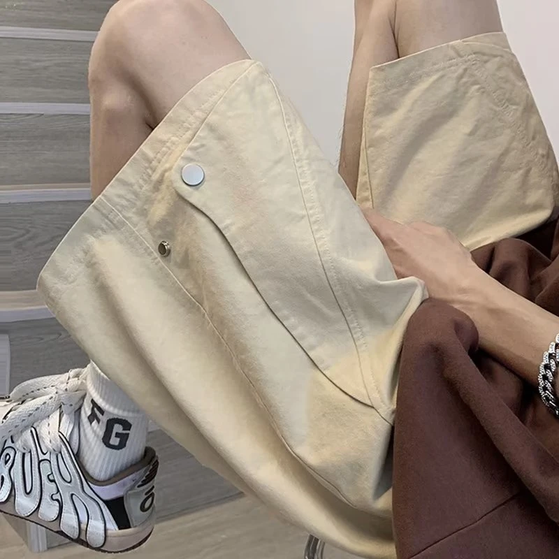 高街工装短裤男潮牌美式ins夏季薄款休闲裤宽松阔腿五分裤子男款