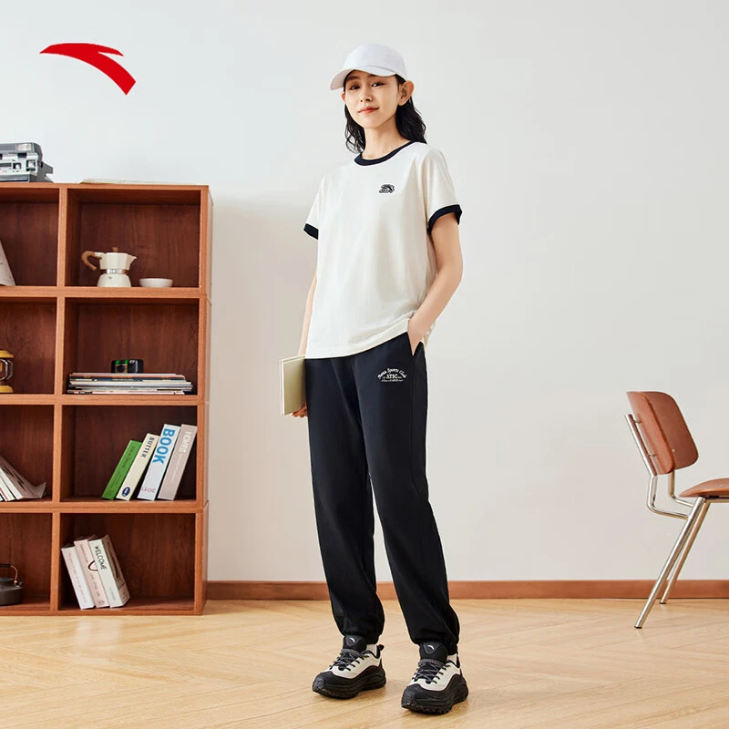 【运动复古】安踏针织运动长裤女2024夏新款休闲直筒卫裤/162428302