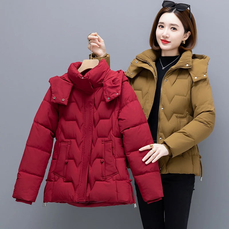 棉服女2023新款秋冬季中年妈妈200斤短款夹棉外套小个子棉袄棉衣