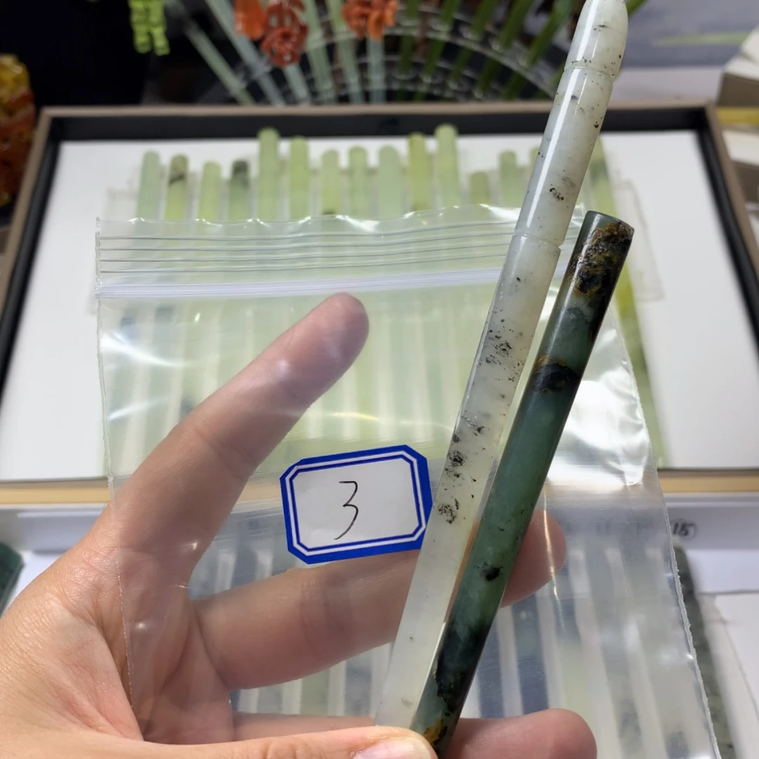 【闪购商品】蛇纹石玉发饰未镶嵌辞*