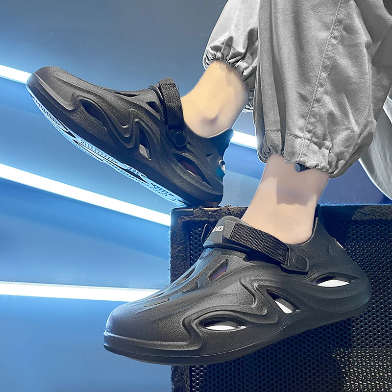 足康乐夏季运动洞洞鞋男款2025新款外穿包头防滑软底沙滩椰子拖鞋