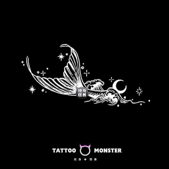 纹身草本刺青鱼尾花臂纹身防水持久性感纹身贴草本半永久纹身果汁