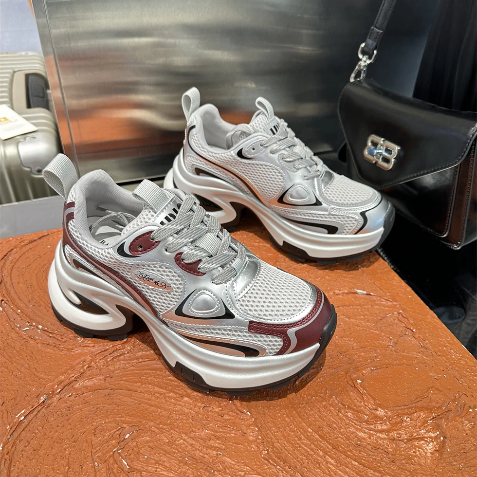 赵露思同款舒适复古潮鞋网面时尚百搭女士夏季春季潮流厚底鞋子