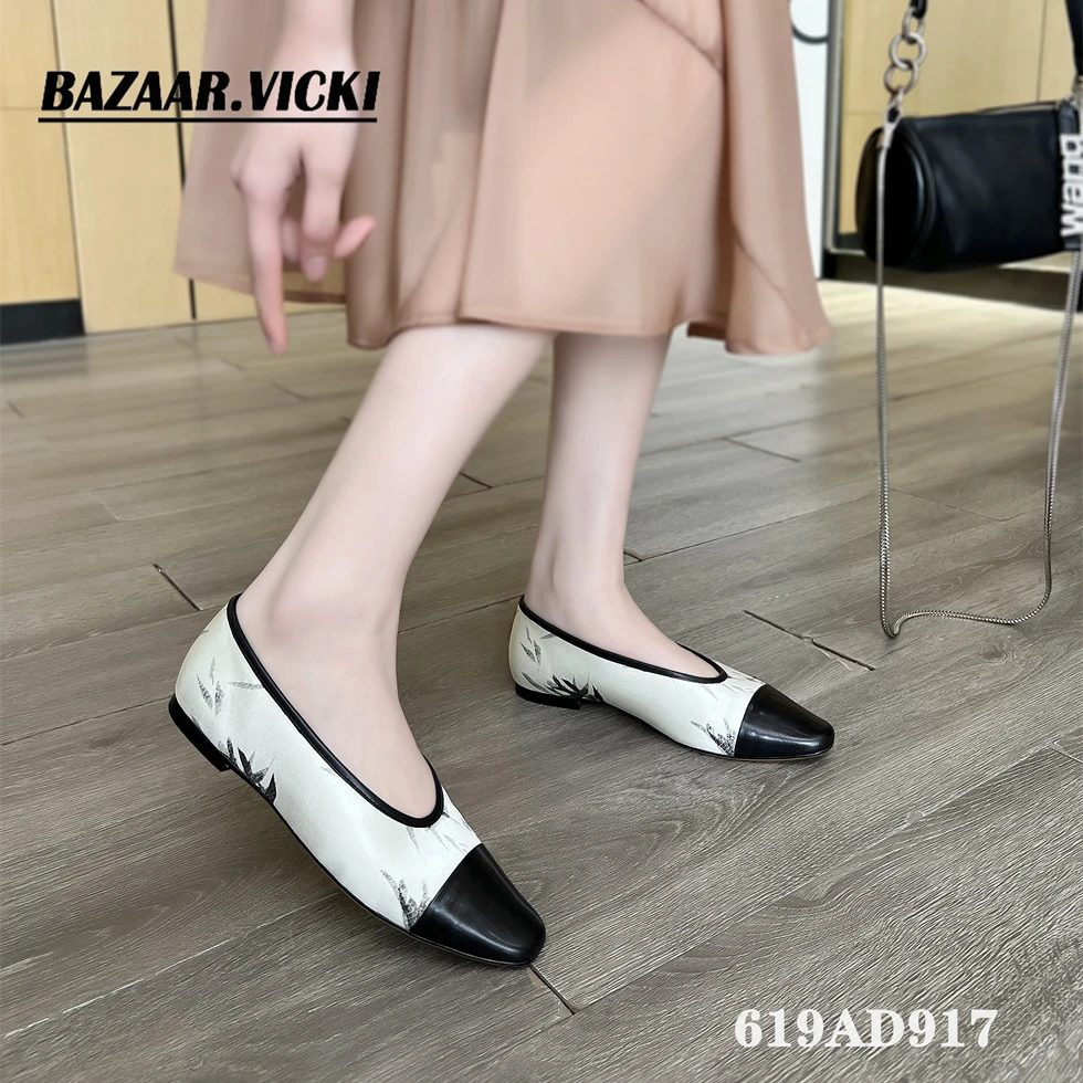 女鞋时尚粗跟平底气质舒适休闲百搭真皮高跟浅口跟鞋方头低跟软底