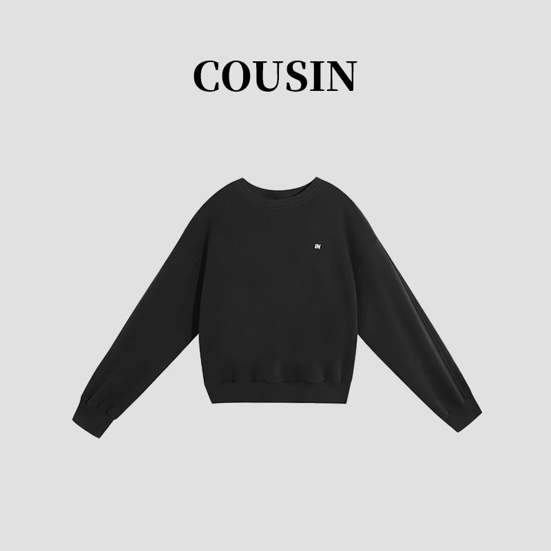 【D.cousin大表姐】（排位款）简约宽松复合奥粒绒圆领卫衣-96117