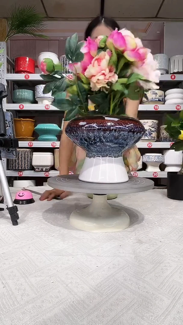 【闪购商品】陶瓷20CM以下高温陶瓷花盆-星空飞碟23*16*18