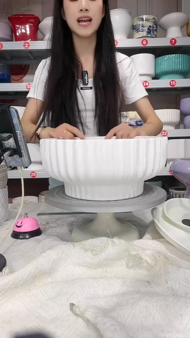 【闪购商品】陶瓷20CM以下高温陶瓷花盆-白竖大30*13瑕疵