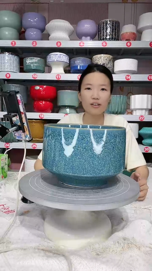 【闪购商品】陶瓷20CM以下高温陶瓷花盆-小绿光20*14