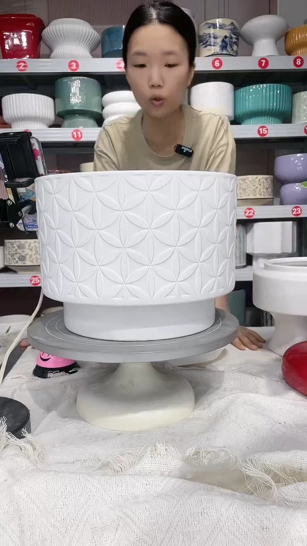 【闪购商品】陶瓷20CM以下高温陶瓷花盆-大白雪27*21.5
