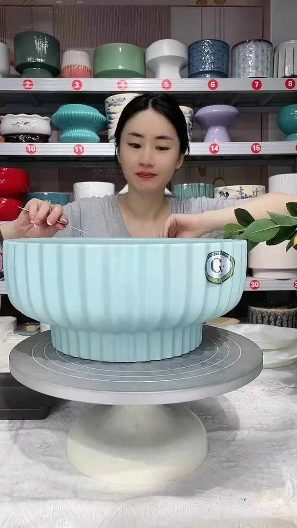【闪购商品】陶瓷20CM以下高温陶瓷花盆-提夫尼竖大30*13