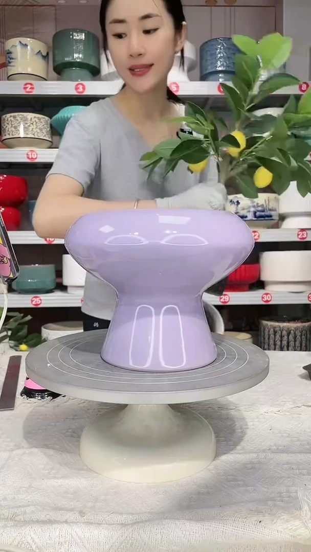 【闪购商品】陶瓷20CM以下高温陶瓷花盆-紫飞碟23*16*18