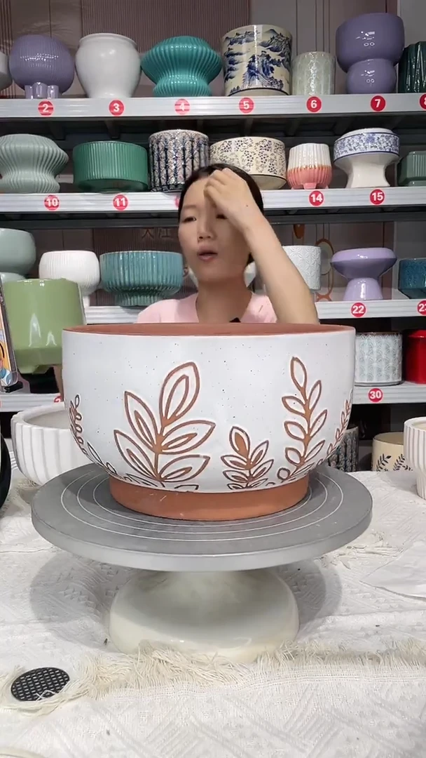 【闪购商品】陶瓷20CM以下高温陶瓷花盆-叶子25*15瑕疵