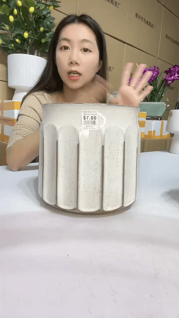 【闪购商品】紫砂花盆奶油罐大18*18