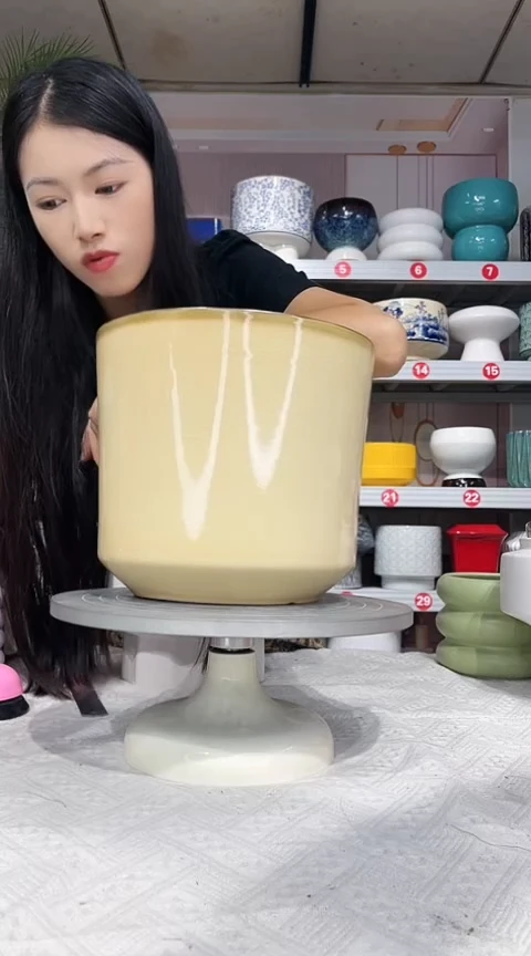 【闪购商品】陶瓷20CM以下高温陶瓷花盆-冰裂纹大25*22*瑕疵