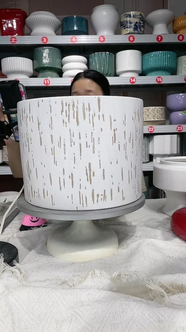 【闪购商品】陶瓷20CM以下高温陶瓷花盆树皮30*23