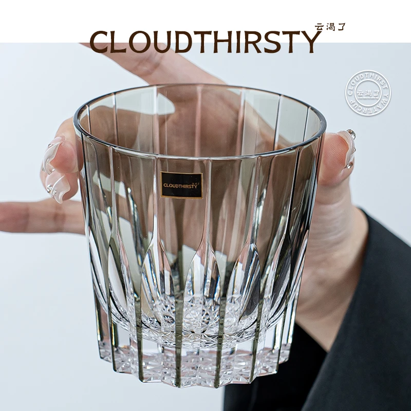 星芒杯 江户切子手工雕刻玻璃杯威士忌酒杯水晶玻璃烈酒杯创意ins