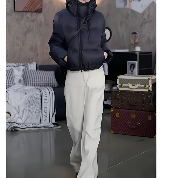 韩系高级感羽绒棉服女2025年新款冬季小众双拉链独特别致短款上衣