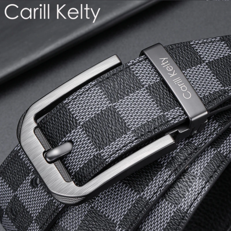 Carill Kelty3.8cm宽 真牛皮皮带男士针扣牛皮韩版真皮个性裤腰带