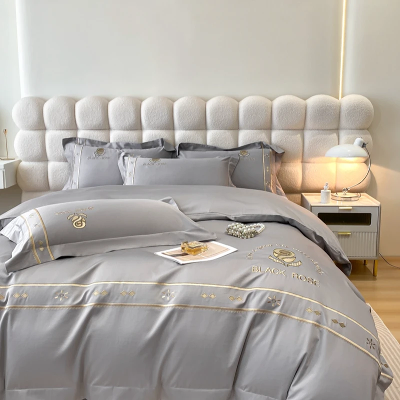 2024新款欧式轻奢纯色纯棉全棉长绒棉高端礼盒四件套系列-露西