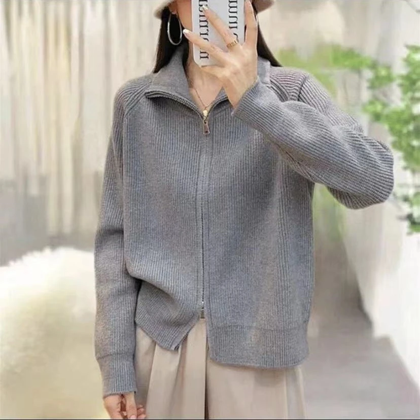 765#新款翻领开衫休闲百搭长袖针织衫毛衣41