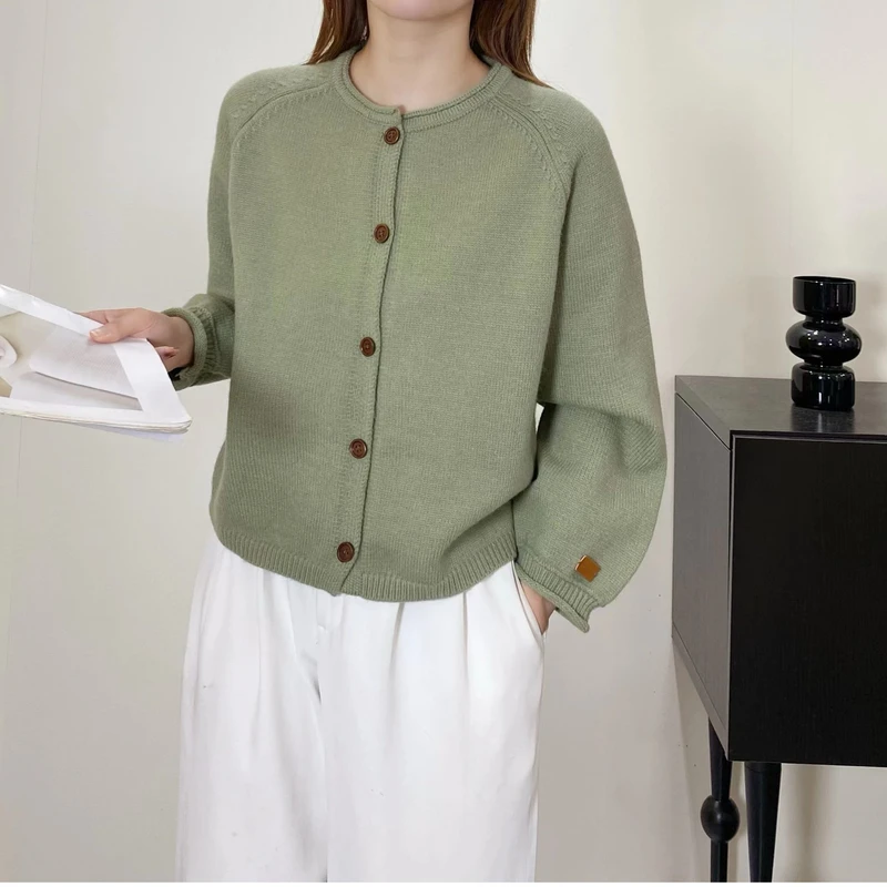 257#新款开衫圆领长袖针织衫