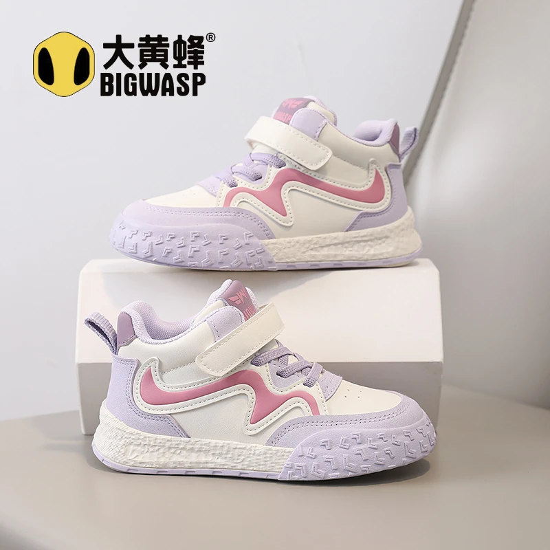 大黄蜂2025秋季百搭韩版女孩高帮儿童板鞋男女童潮软底软面运动鞋