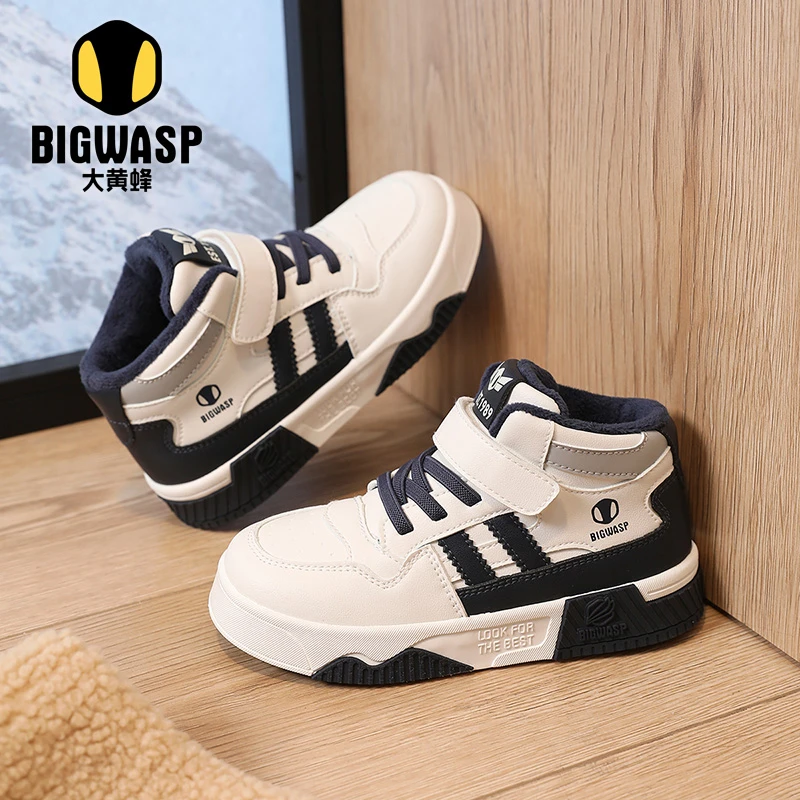 大黄蜂童鞋运动鞋2024冬季新款保暖棉鞋宝宝童鞋高帮加厚加绒鞋潮