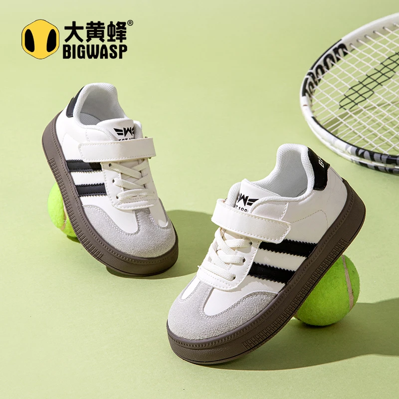大黄蜂2025秋季新款德训鞋男女童鞋子儿童魔术贴板鞋百搭运动鞋潮