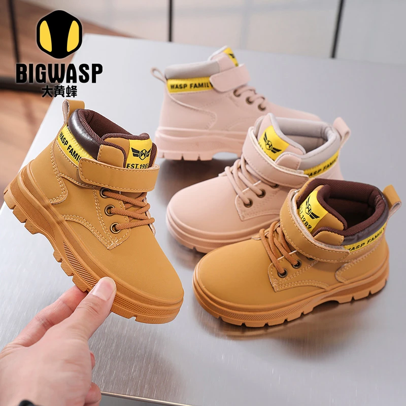 大黄蜂童鞋2025年新款高帮马丁靴百搭儿童鞋时尚潮流男童女童靴子