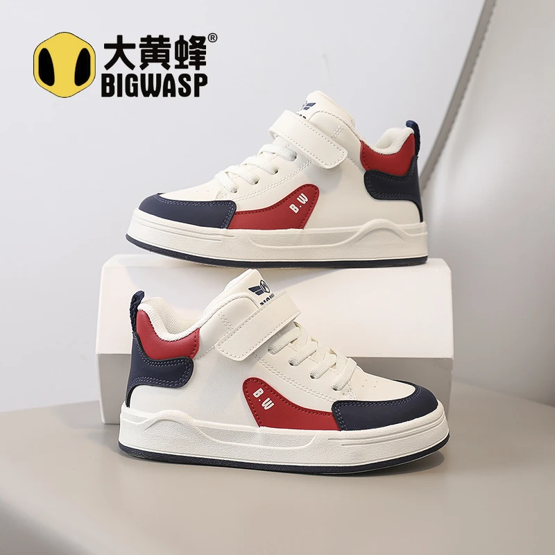 大黄蜂2025秋季新款韩版百搭男女中高帮儿童板鞋魔术贴防滑运动鞋