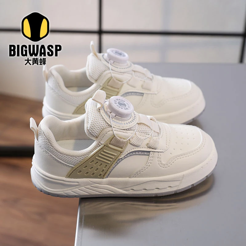 大黄蜂板鞋运动鞋2025春秋男女童板鞋宝宝百搭软底白适合24-38码