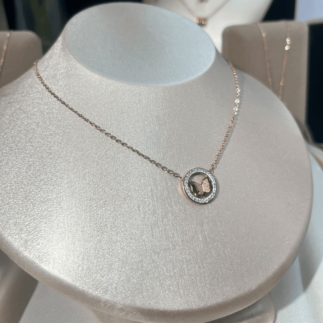 钛钢项链 【洛丽塔】玫瑰金蝴蝶项链轻奢镶钻时尚百搭吊坠