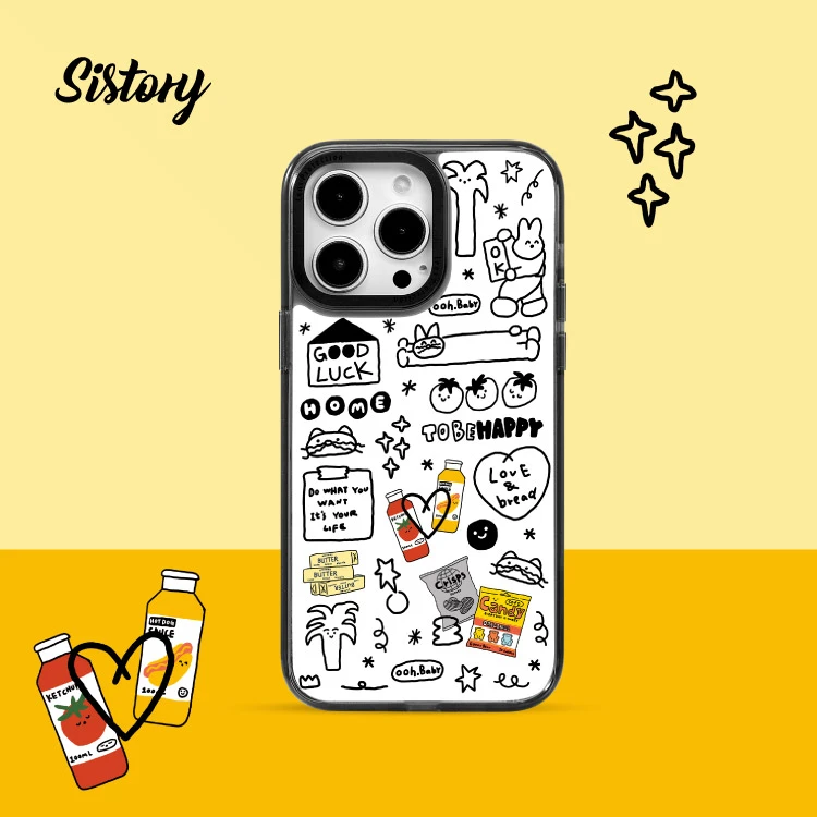 sistory 黑白插画 满印 创意防摔适用iPhone1615promax 手机壳