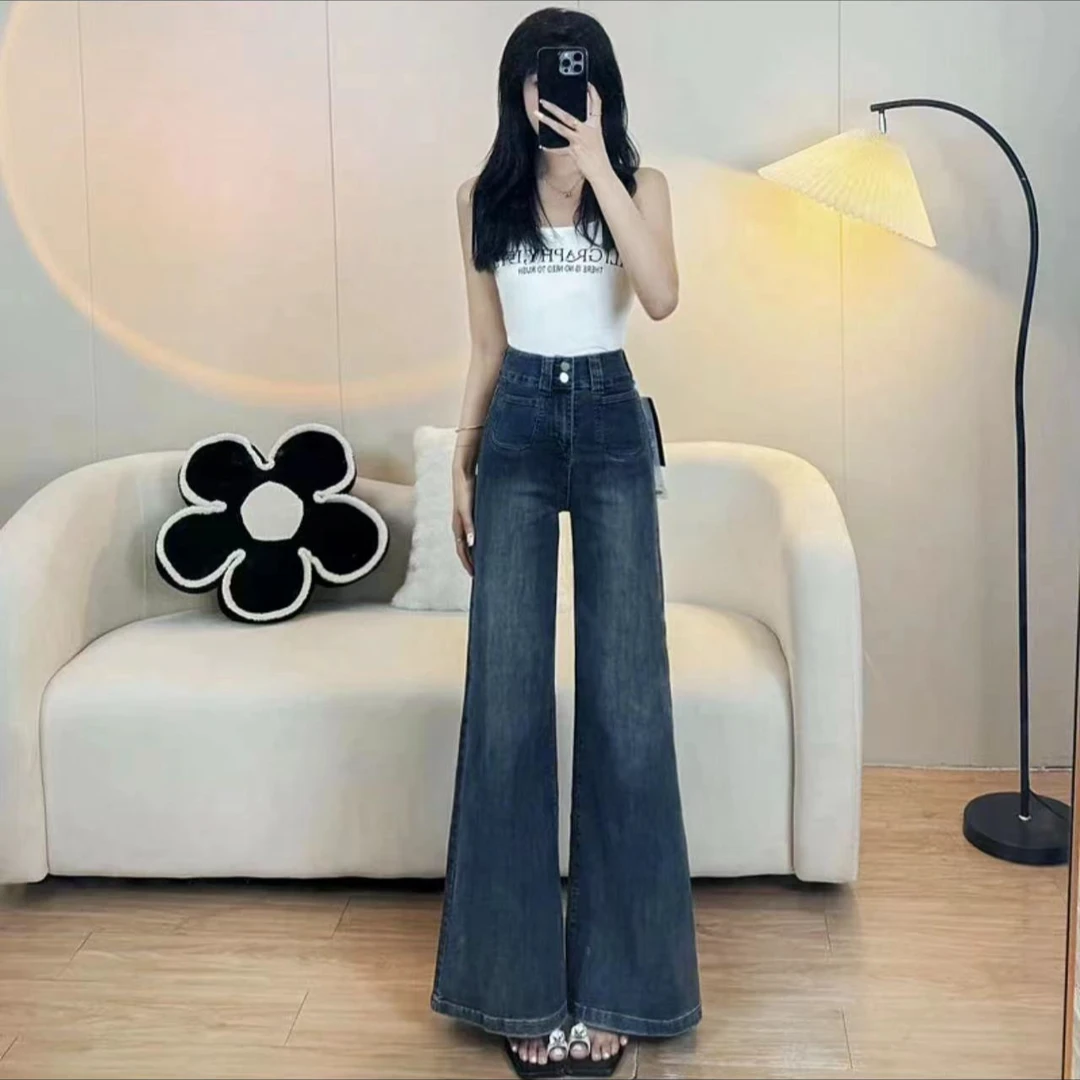 秋冬显瘦小个子高腰时尚百搭夏季复古开叉显瘦小个子高腰牛仔裤