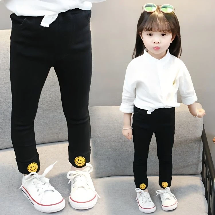 女童裤子2023春秋装新款宝宝小脚弹力卡通中小儿童百搭女童裤子