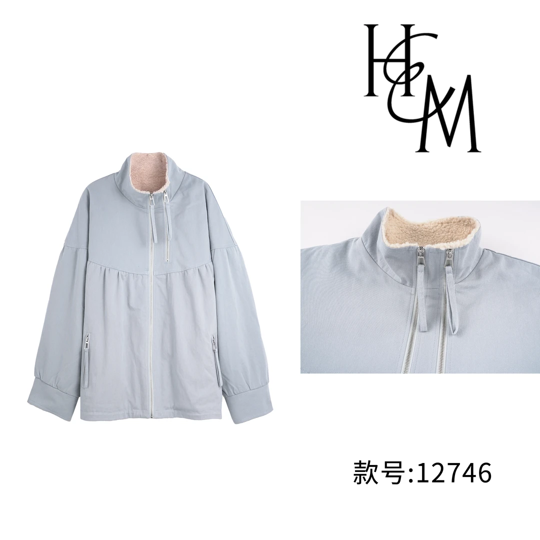 HUIERMAN/慧尔曼时尚设计师款加绒加厚简约百搭保暖外套【12746】