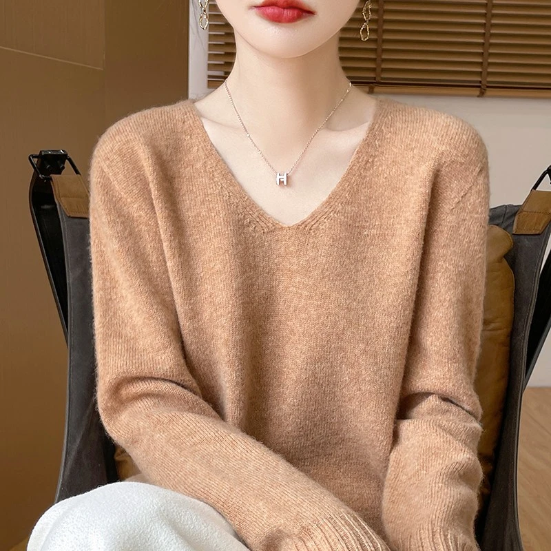 【崔万志工厂】7针厚款V领百搭洋气羊毛衫
