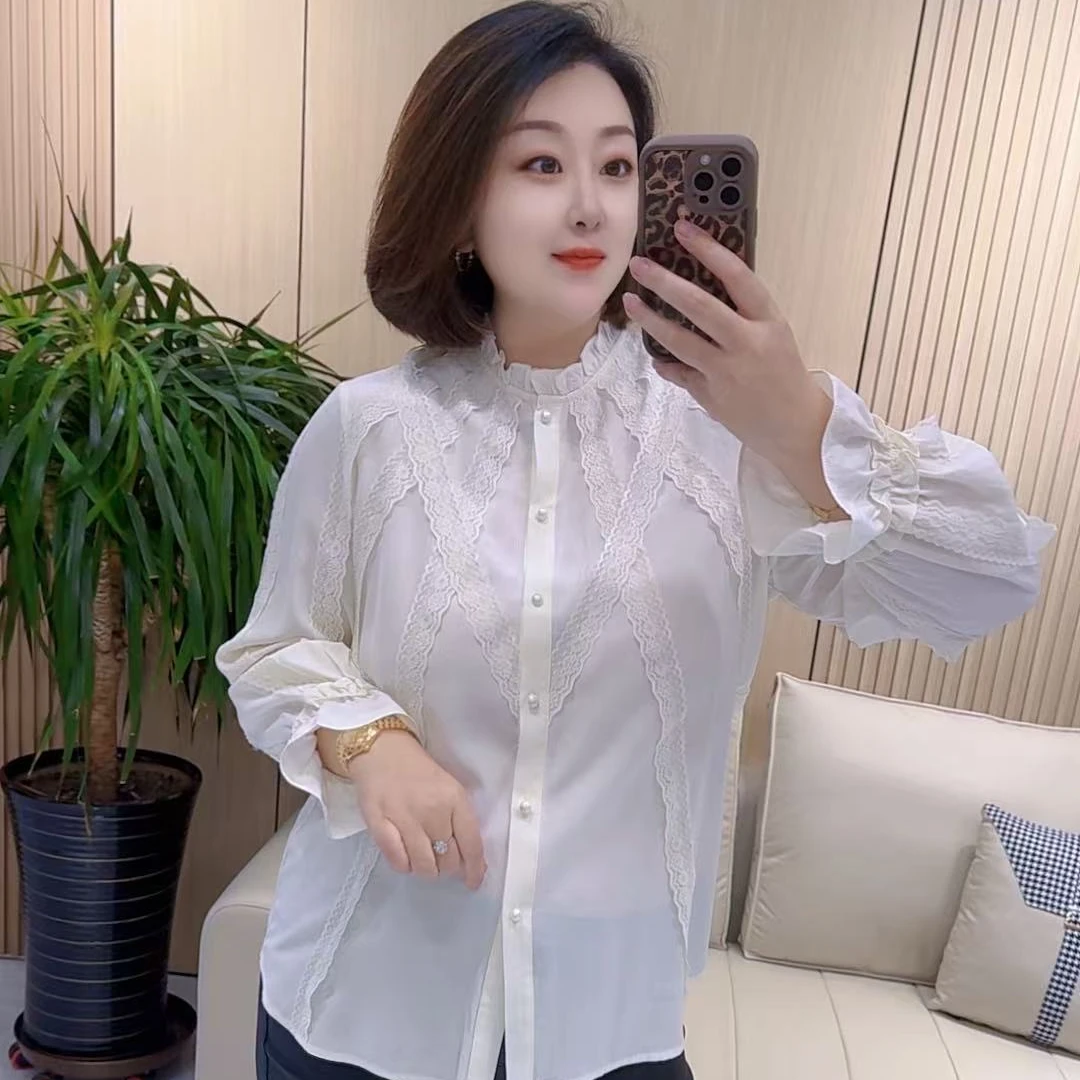 【聪姐推荐】3305法式温柔风蕾丝拼接衬衫（衣长69，胸围128）