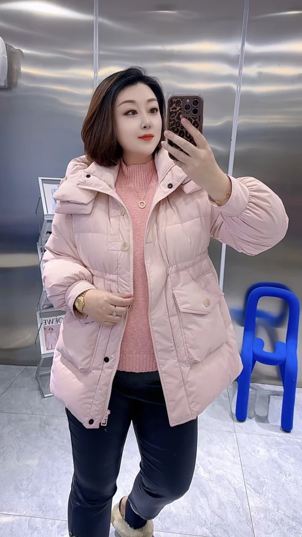 【聪姐推荐】7729欧货甜美洋气减龄款抽腰羽绒服（衣长82，胸围124）