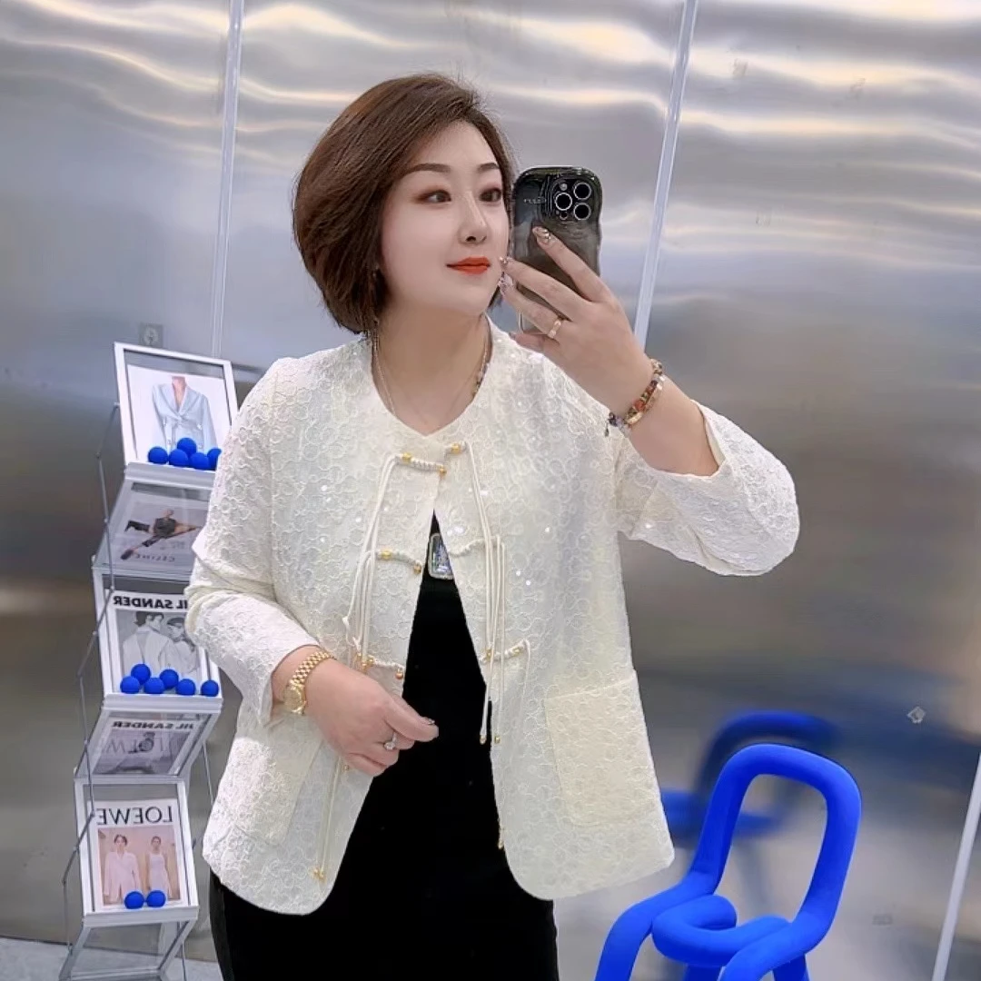 【聪姐推荐】4801新中式提花盘扣亮片外套（衣长68，胸围128）