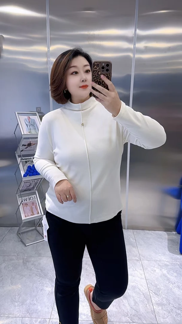 【聪姐推荐】8086时尚百搭磨毛打底T恤衫（衣长68，胸围124）