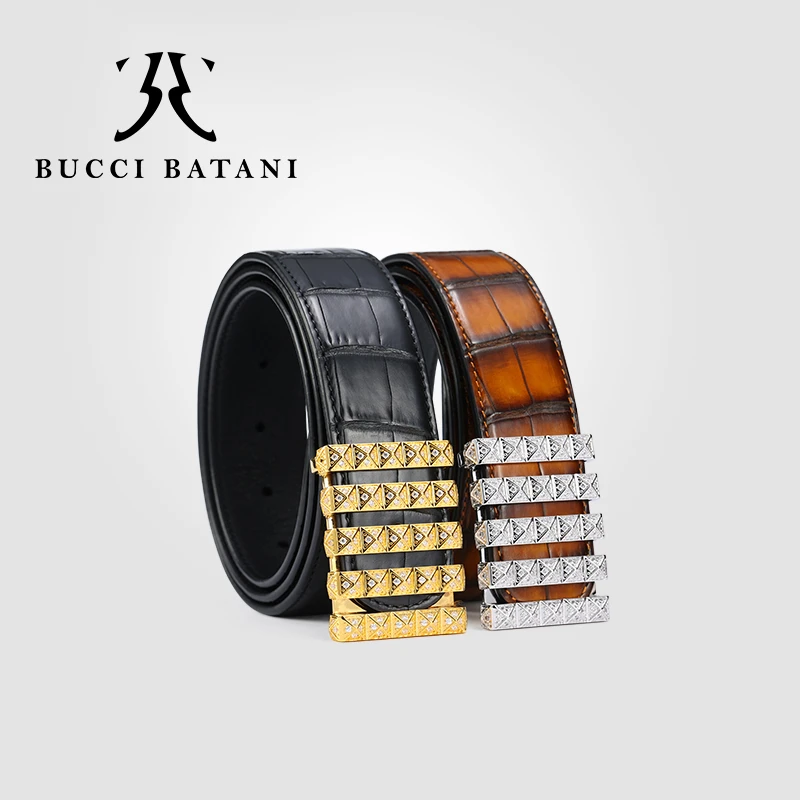BUCCI BATANI男士休闲轻奢两用尼罗鳄鱼皮腰带【按腰围定制】p001